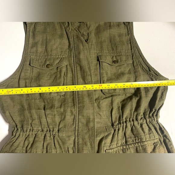 Lucky Brand Utility Cargo Vest, Olive Green, Zipper Front, 4 Pockets - Picture 9 of 10